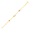 14k Yellow Gold 5 1/2 inch Childrens Bracelet with Enameled Heart Unicorn and Circle